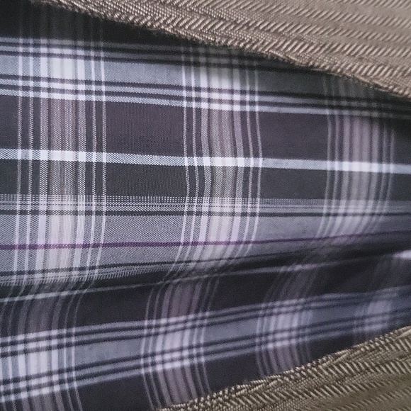 Large Men's vest Gray Brown Navy Plaid - Picture 5 of 5